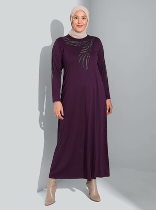 Purple - Plus Size Dress - GELİNCE
