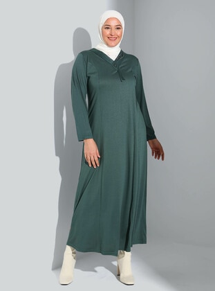 أخضر زمردي - فستان مقاس كبير - GELİNCE