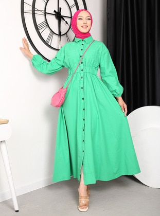Green - Modest Dress - Vav