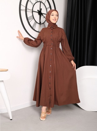 Brown - Modest Dress - Vav