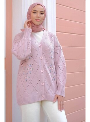 Powder Pink - Knit Cardigan - Hafsa Mina