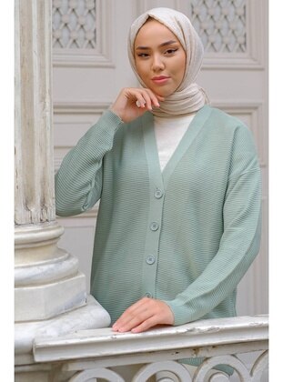 Mint Green - Knit Cardigan - Hafsa Mina