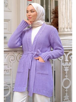 Lilac - Knit Cardigan - Hafsa Mina
