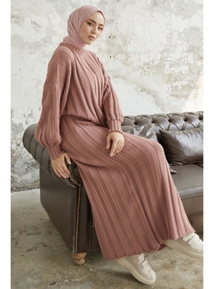 Dusty Rose - Crew neck - Knit Dresses - InStyle