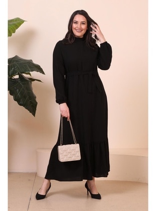 Black - Unlined - Plus Size Dress - Ferace