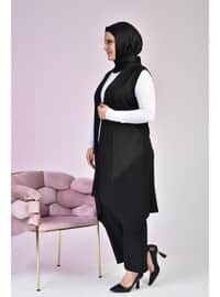 Black - Silvery - 300gr - Plus Size Vest