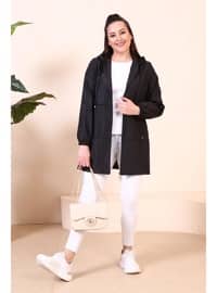 Black - Fully Lined - - Plus Size Trench coat