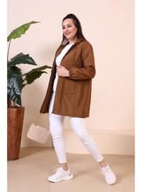 Tan - Fully Lined - - Plus Size Trench coat