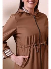 Tan - Unlined - - Plus Size Trench coat