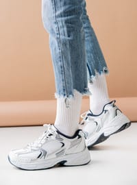 White - Blue - Sports Shoes