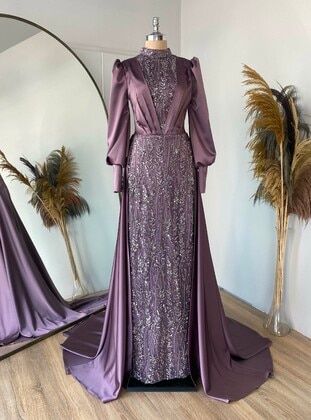 Lilac - Modest Evening Dress - Lavienza