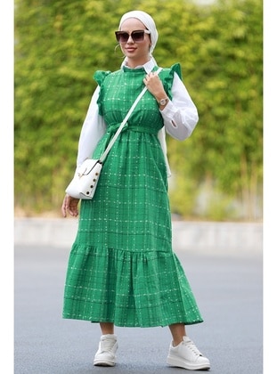 Green - Modest Dress - Bestenur