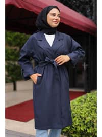 Navy Blue - Fully Lined - Trench Coat