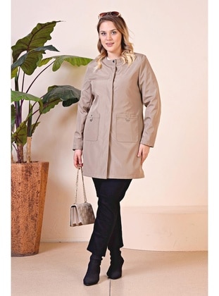 Mink - Fully Lined - 300gr - Plus Size Trench coat - Ferace