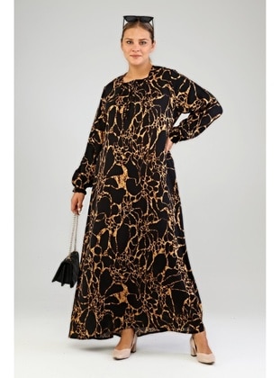 Black - Leopard - Unlined - Plus Size Dress - Ferace