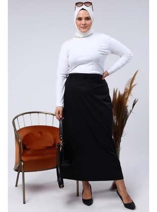 Black - Fully Lined - Plus Size Skirt - Ferace