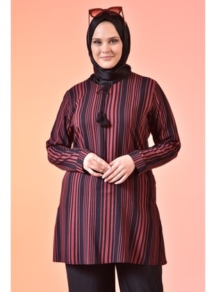 Women Hijab Plus Size Drawstring Women Summer Tunic Tiril Fabric Burgundy