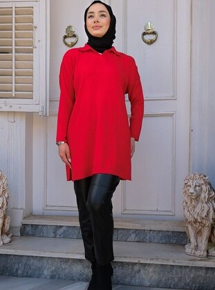 Red - Knit Sweaters - Locco Moda