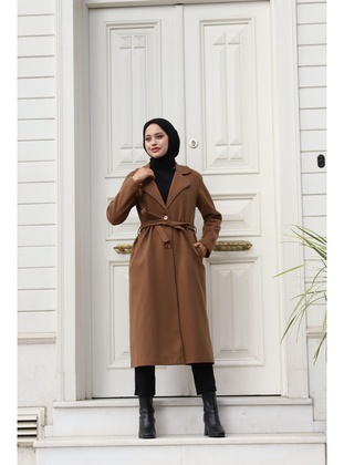Brown - Coat - Lurex Moda