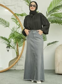 Grey - Denim Skirt