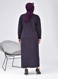 Women's Plus Size Moon Collar Mother Dress Long Hijab Purple
