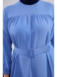 Blue - Unlined - Plus Size Dress