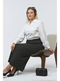 Women's Plus Size Ottoman Steel Pencil Skirt Knitted Fabric Khaki