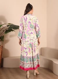 Fuchsia - Floral - Plus Size Dress