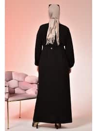 Women's Hijab Balloon Sleeve Oversized Abaya Comfortable Fit Effil Effil Black