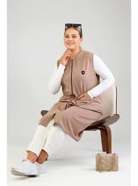 Women's Ottoman Steel Knitted Oversized Vest Mink