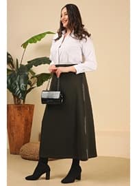 Khaki - Unlined - Plus Size Skirt
