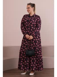 Dusty Rose - Floral - Unlined - Plus Size Dress