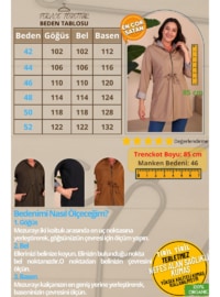 Tan - Stripe - Plus Size Trench coat