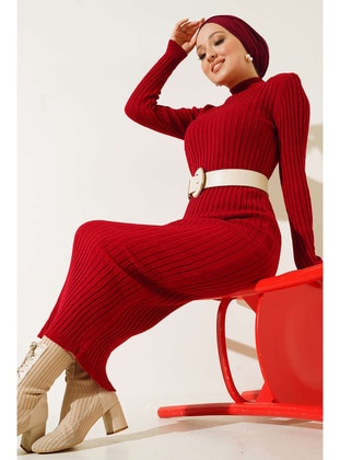 Red - Knit Dresses - Benguen