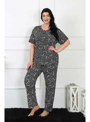 Black - Plus Size Pyjamas - Akbeniz