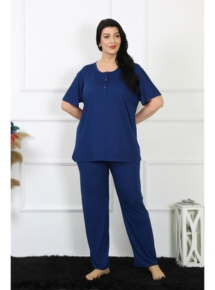 Navy Blue - Plus Size Pyjamas - Akbeniz