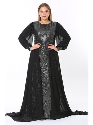 Anthracite - Plus Size Evening Dress - Ladies First