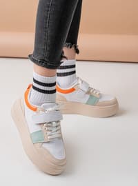 White - Orange - Sports Shoes