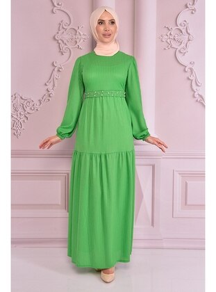 Green - Modest Dress - Moda Merve