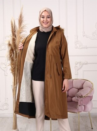 Camel Coat With Waist Detail
