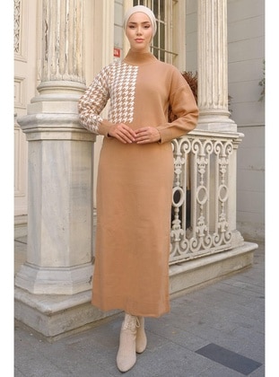 Camel - Knit Dresses - Hafsa Mina