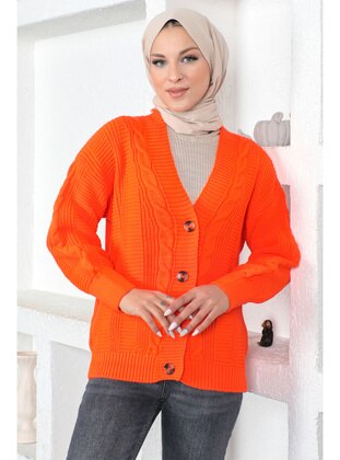 Orange - Knit Cardigan - Tesettür Dünyası