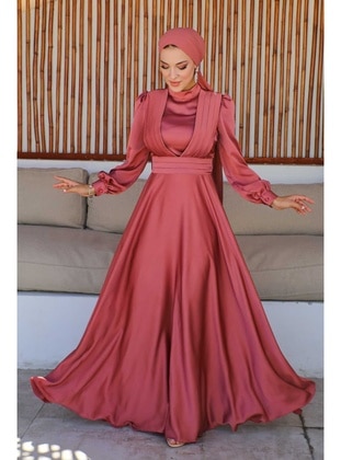 Powder Pink - Unlined - Modest Evening Dress - İmaj Butik