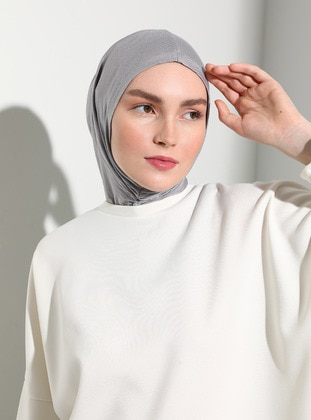 Practical Jersey Ready Turban - Silver Color - Mervin Şal