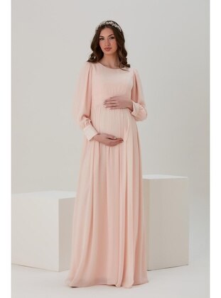 Powder Pink - Maternity Evening Dress - IŞŞIL