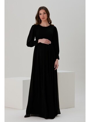 Black - Maternity Evening Dress - IŞŞIL