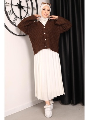 Brown - Knit Cardigan - İmaj Butik