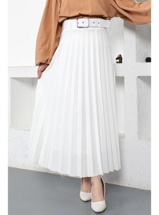 White - Unlined - Skirt - Tesettür Dünyası