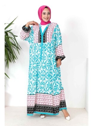 Turquoise - Unlined - Modest Dress - İmaj Butik