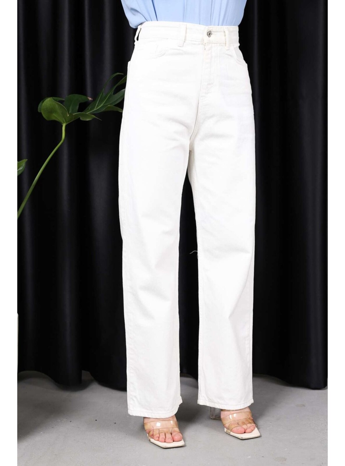 Cream - Denim Trousers